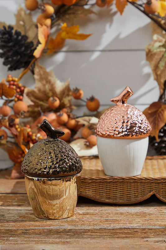 Decorator's Warehouse Large Top Ceramic Metallic Acorn Container