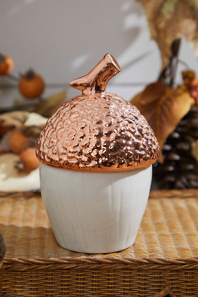 Decorator's Warehouse Large Top Ceramic Metallic Acorn Container