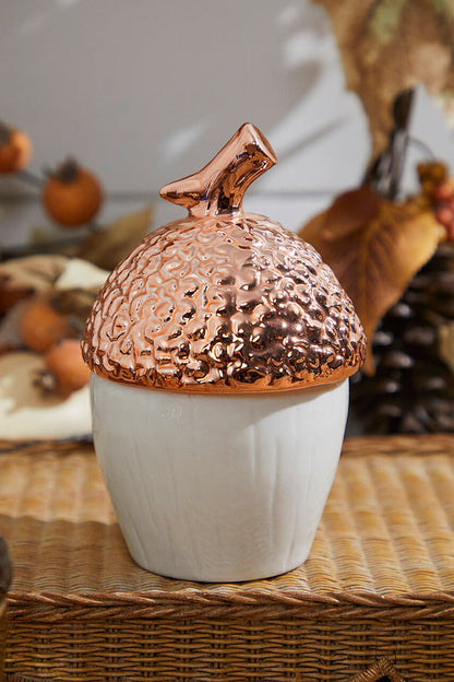 Decorator's Warehouse Large Top Ceramic Metallic Acorn Container