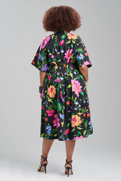 Natori Junko Cotton Poplin Mandarin Dress