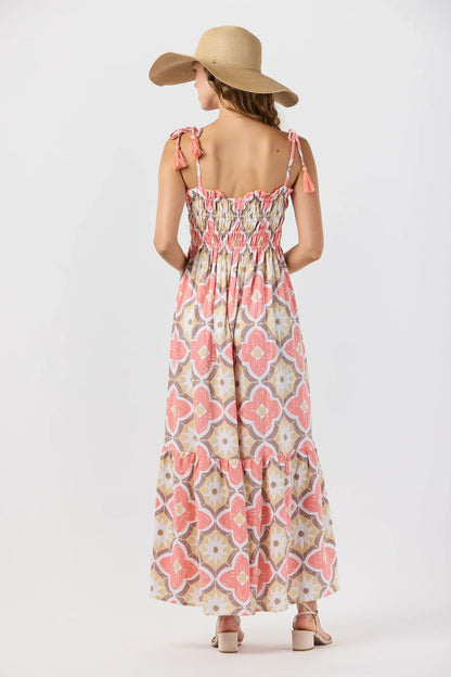 Tiare Hawaii Kona Maxi Dress - Spanish Tiles Peach
