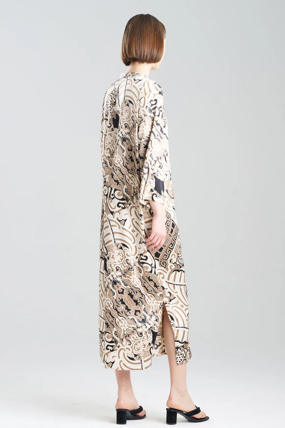 Natori Kaleidoscope Satin Zip Caftan