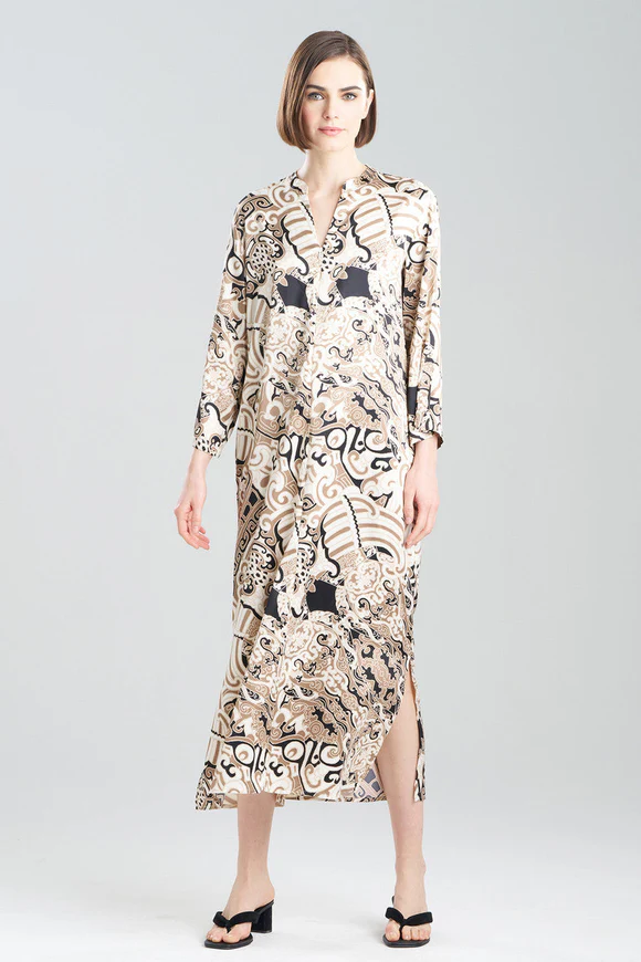 Natori Kaleidoscope Satin Zip Caftan