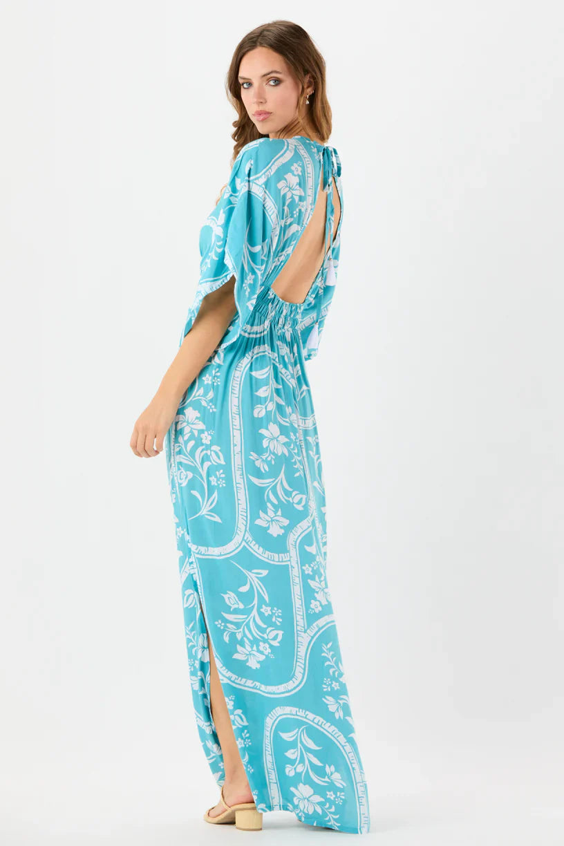 Tiare Hawaii Levine Maxi Dress - Painted Tiles Aquamarine