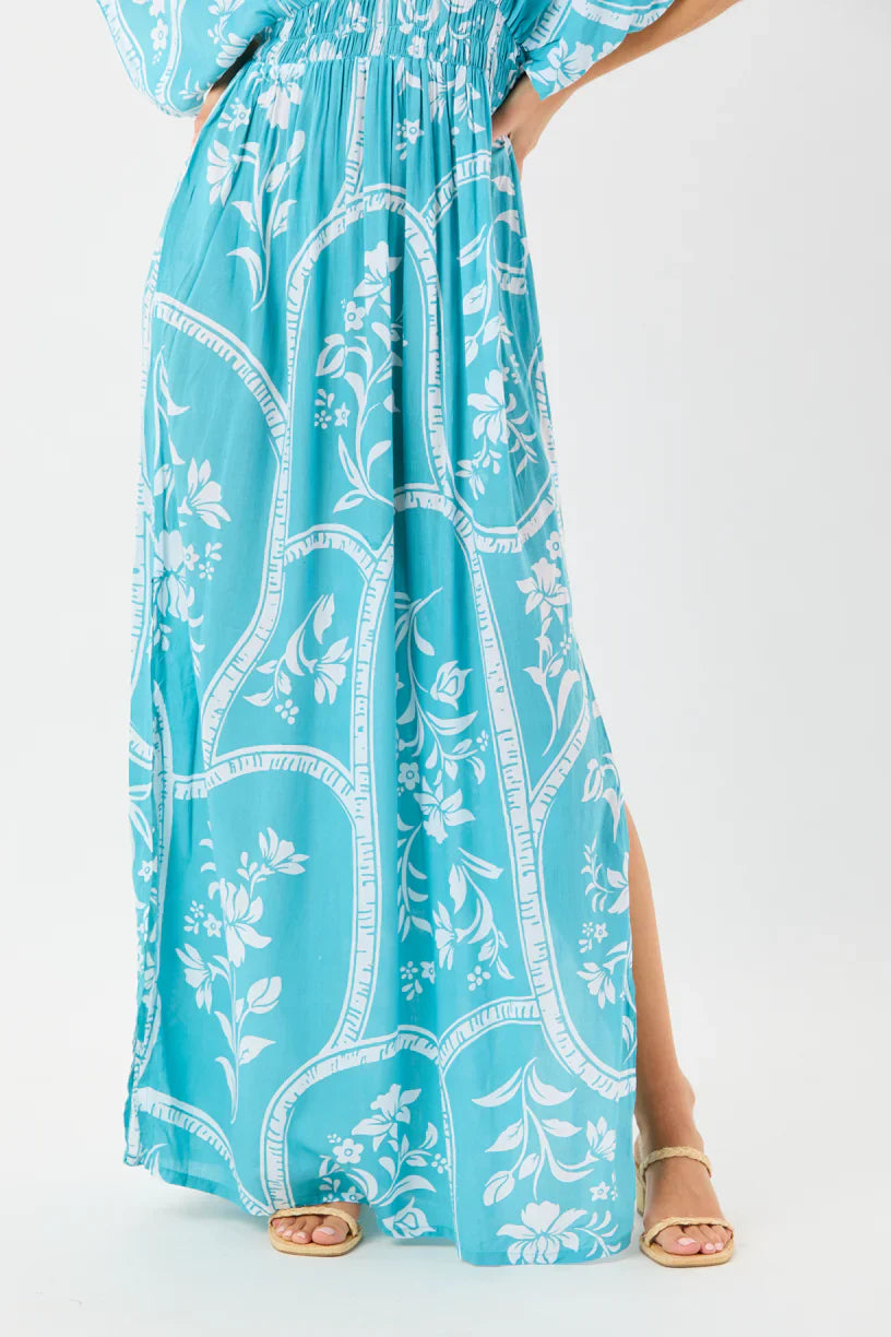 Tiare Hawaii Levine Maxi Dress - Painted Tiles Aquamarine