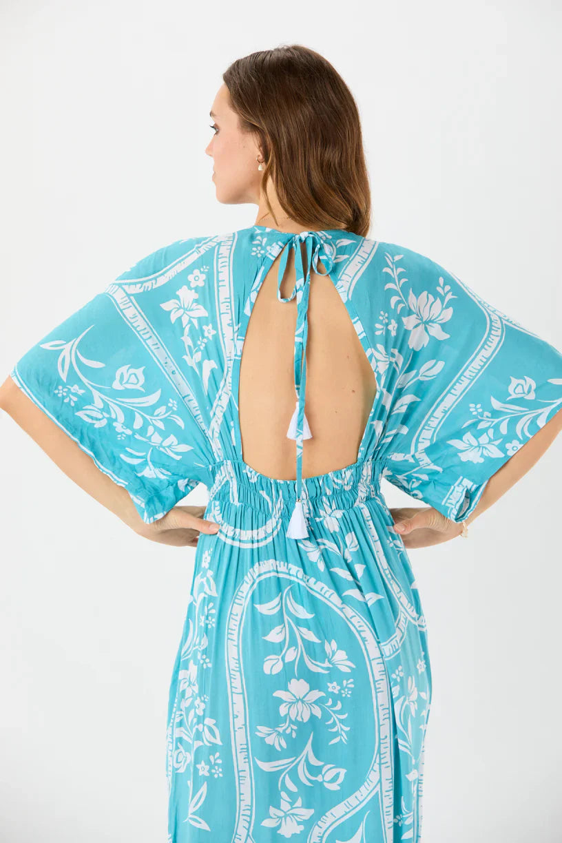 Tiare Hawaii Levine Maxi Dress - Painted Tiles Aquamarine