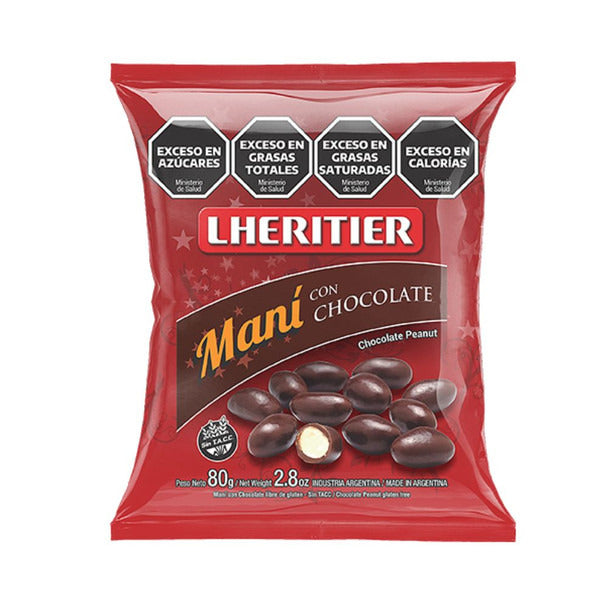 Pampa Direct Lheritier Maní con Chocolate Classic Milk Chocolate-Covered Peanuts Sweet Snack, 80 g / 2.82 oz