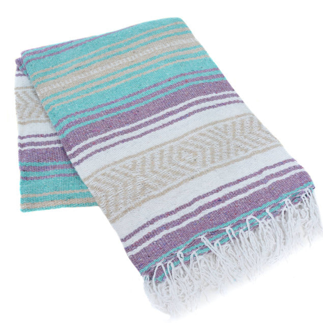 Mexican Blankets Light Purple, Mint and Tan La Montana Mexican Blanket