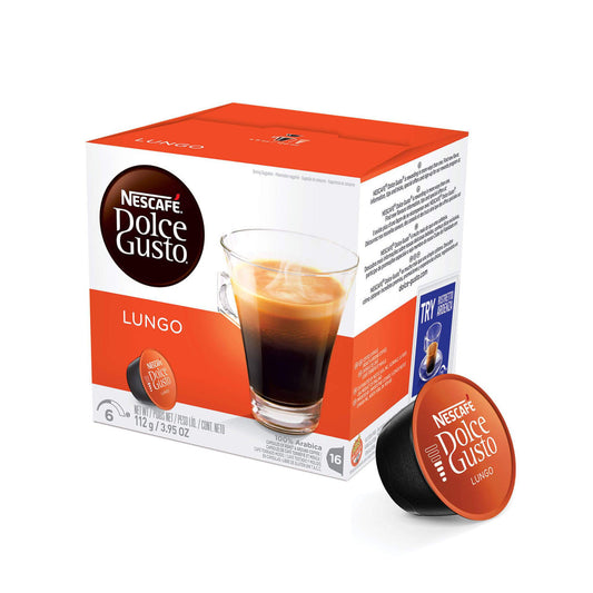 Pampa Direct Nescafé Dolce Gusto Lungo Café Tostado Molido En Cápsulas Coffee Capsules 100% Arabic, 7 g / 0.2 oz each (box of 16)