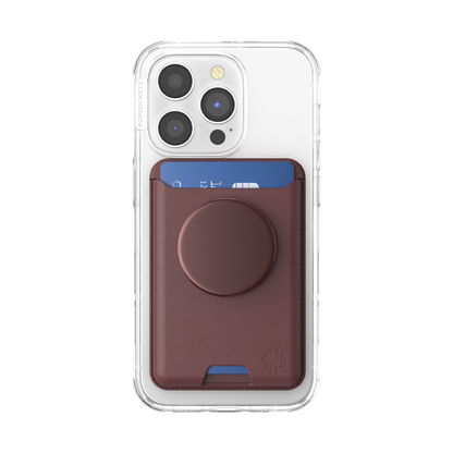 PopSockets Aluminum Oxblood Softgoods PopWallet + For MagSafe