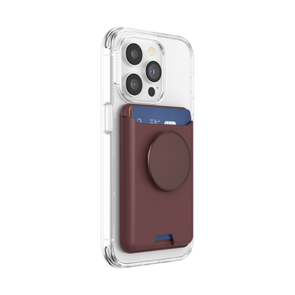 PopSockets Aluminum Oxblood Softgoods PopWallet + For MagSafe