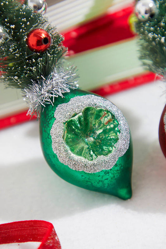 Decorator's Warehouse 9" Glass Reflector with Bottle Brush Tree Ornament