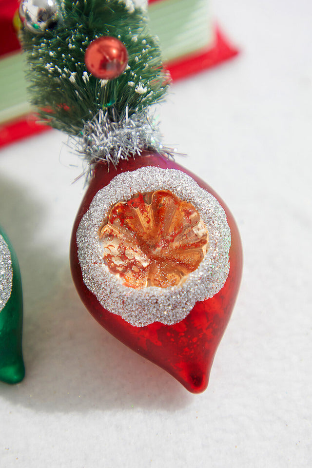 Decorator's Warehouse 9" Glass Reflector with Bottle Brush Tree Ornament