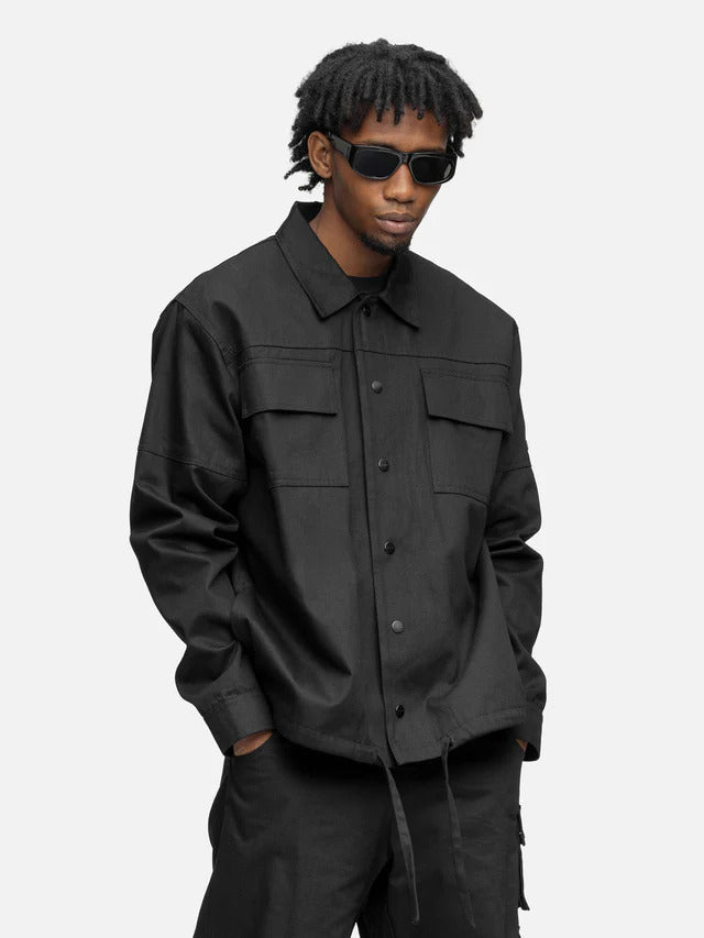 BLACKTAILOR DRAWSTRING SHACKET BLACK