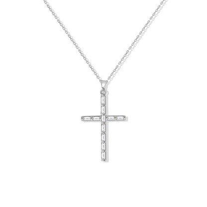 ARGENTO VIVO THE CZ BAGUETTE CROSS
