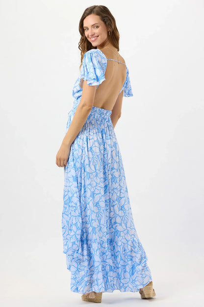 Tiare Hawaii New Moon Maxi Dress - Hilo Garden Sky