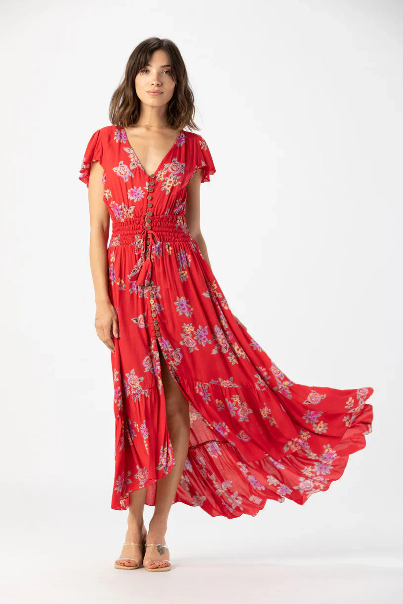 Tiare Hawaii New Moon Maxi Dress - Vintage Hawaiian Red