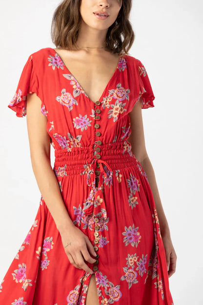 Tiare Hawaii New Moon Maxi Dress - Vintage Hawaiian Red