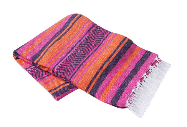 Mexican Blankets Orange, Purple and Pink Vera Cruz Mexican Blanket