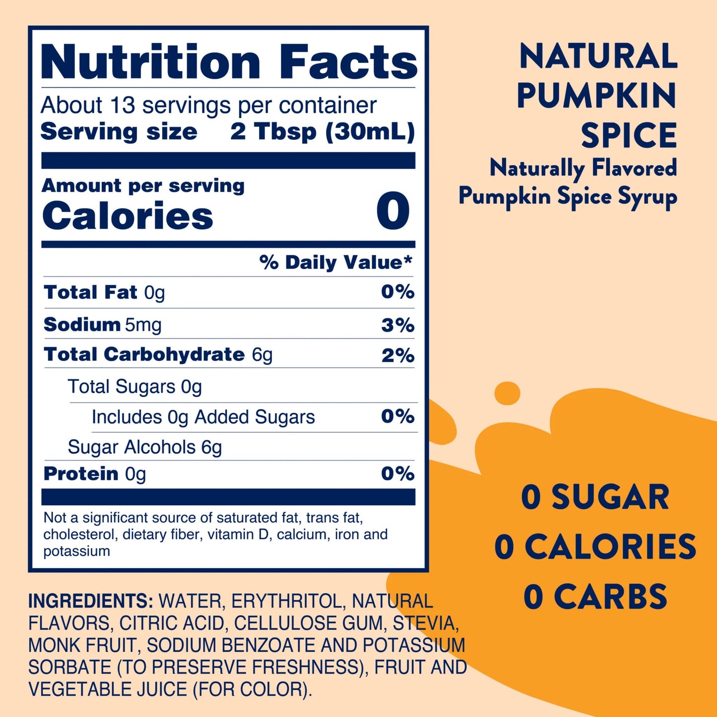 Skinny Mixes Naturally Sweetened Pumpkin Spice Syrup - 375ml