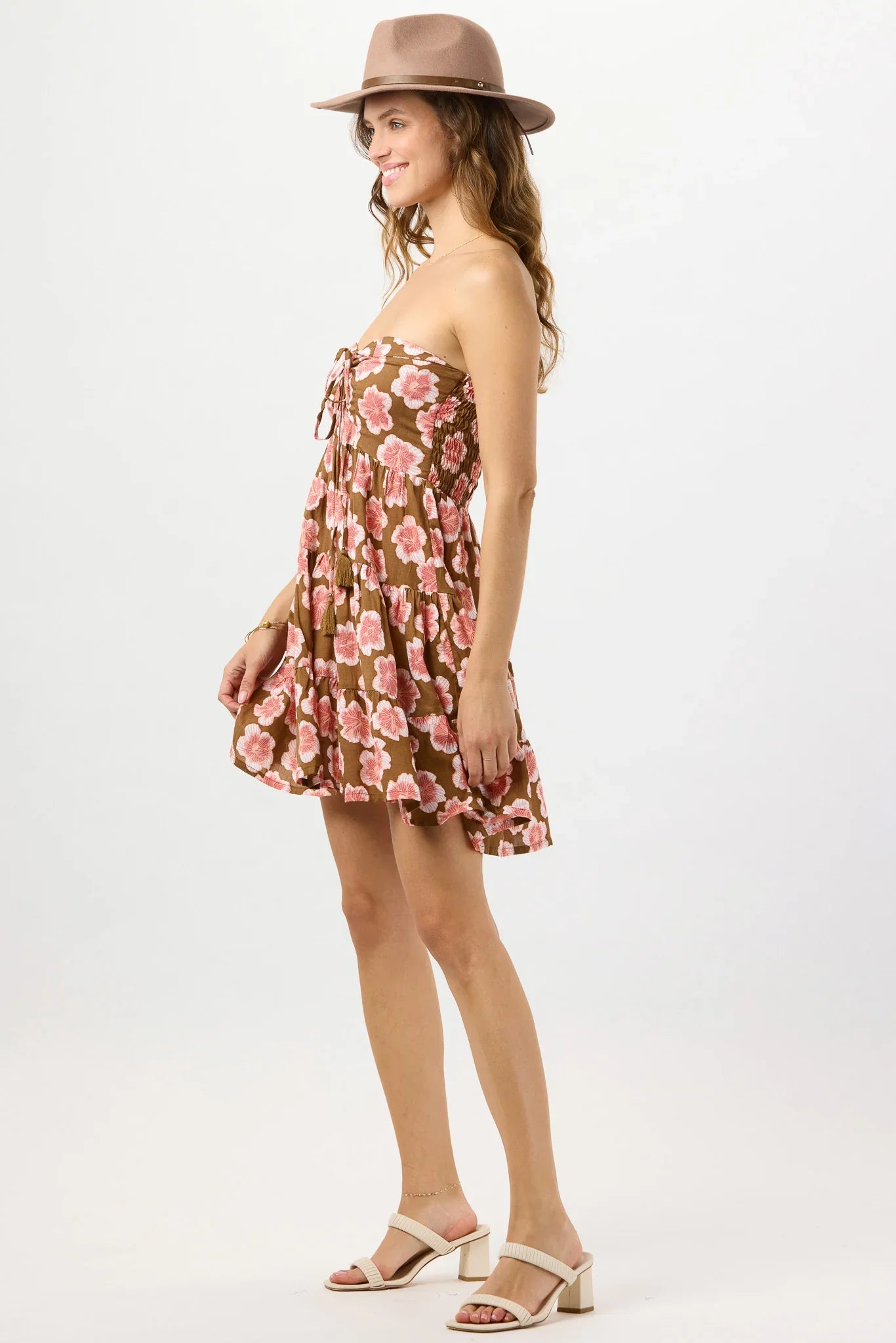 Tiare Hawaii Perth Mini Dress - Lanai Floral Brown