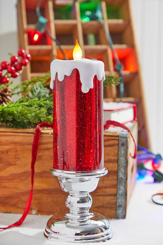 Decorator's Warehouse 13” Red Shimmer Water Candle