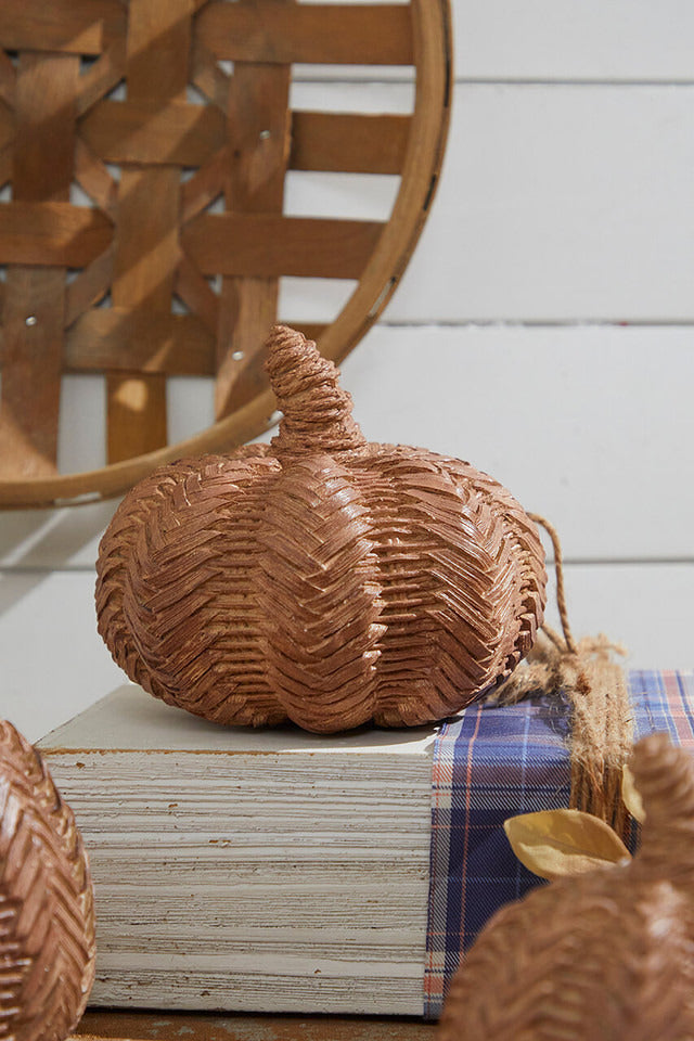 Decorator's Warehouse 6” Resin Wicker Pumpkin - Set of 3