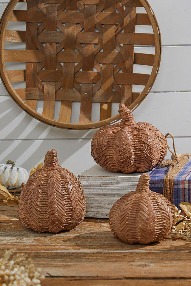 Decorator's Warehouse 6” Resin Wicker Pumpkin - Set of 3