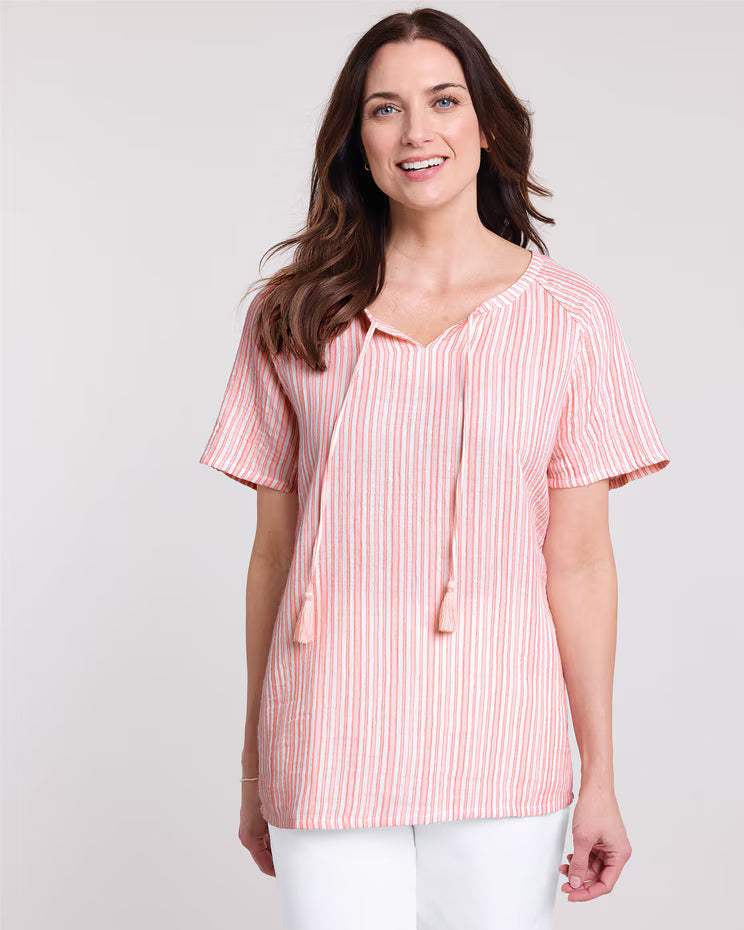 BLAIR Women’s Top Gauze Tie Shirt (Women Plus) - x2