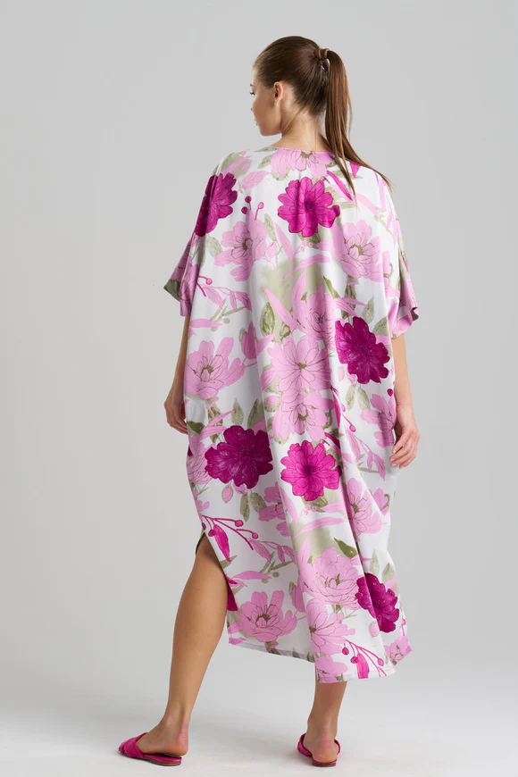 Natori Peony Blossom Zip Caftan