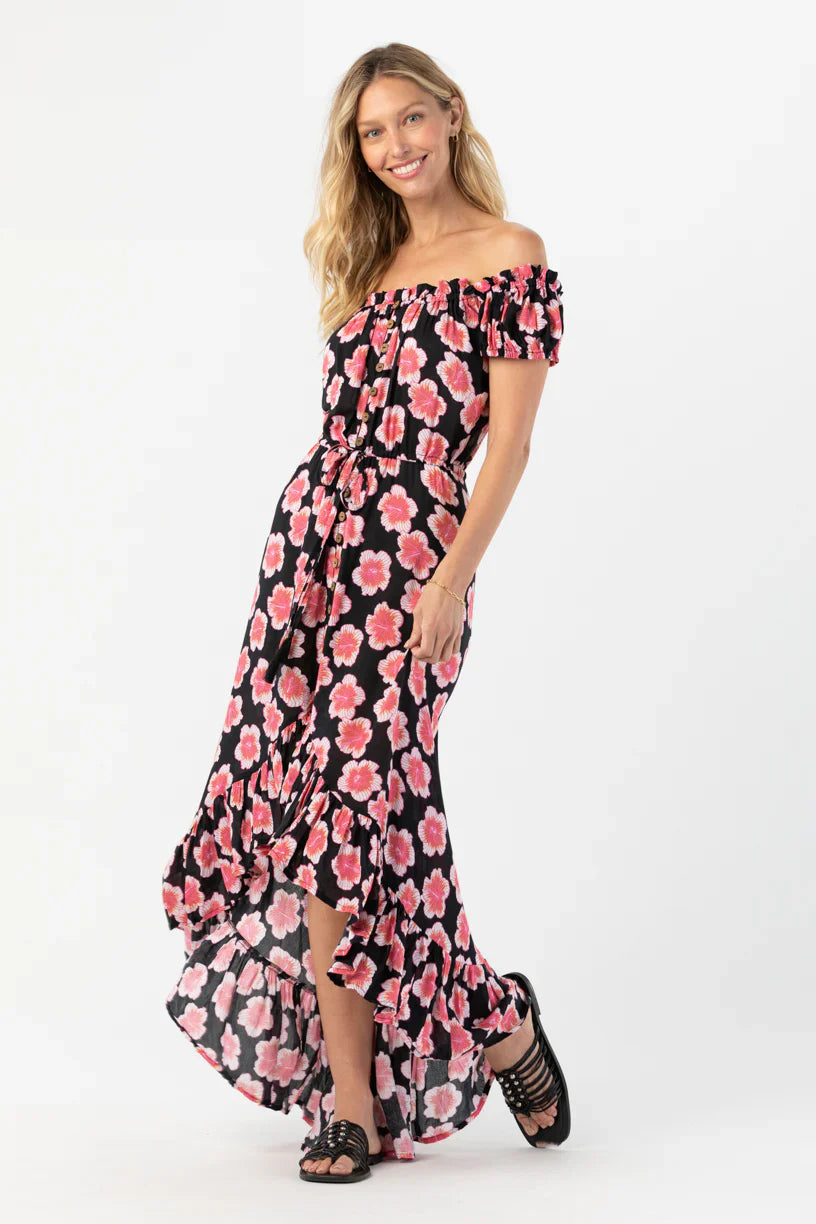 Tiare Hawaii Riviera Maxi Dress - Lanai Floral Black