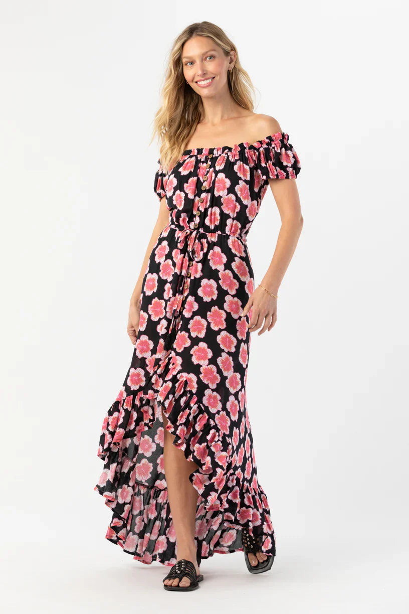 Tiare Hawaii Riviera Maxi Dress - Lanai Floral Black