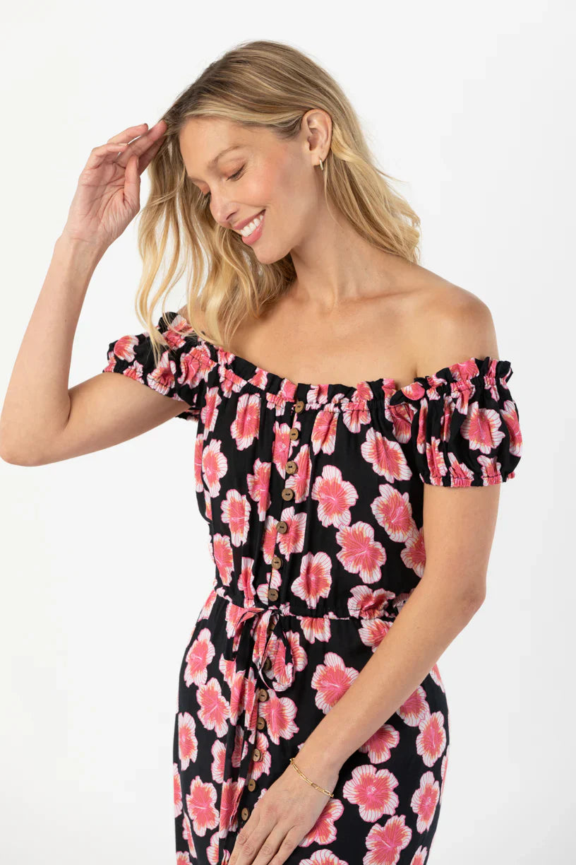 Tiare Hawaii Riviera Maxi Dress - Lanai Floral Black