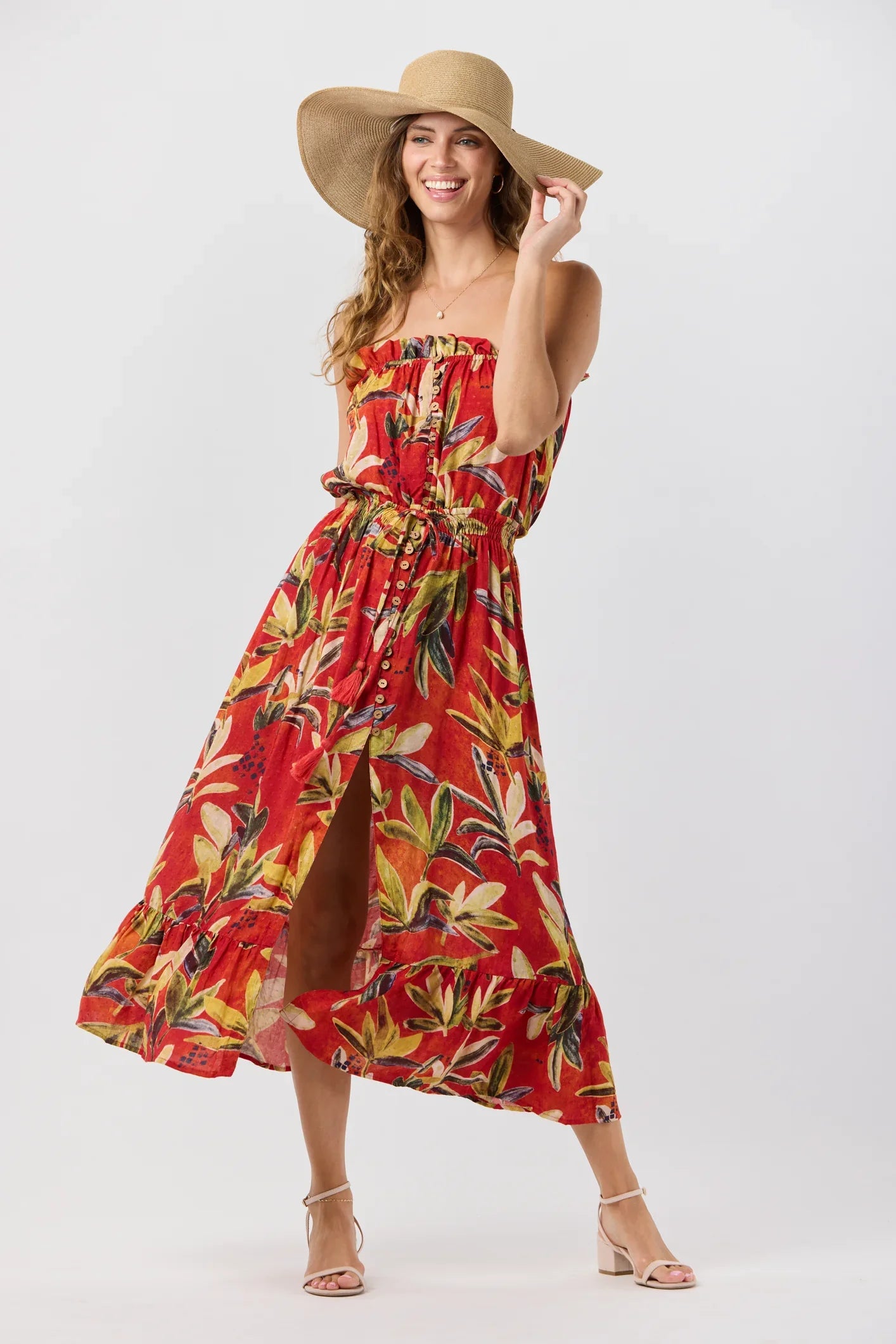 Tiare Hawaii Ryden Maxi Dress Naturals - Safari Rust