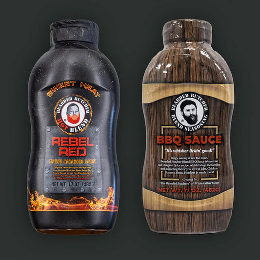 The Bearded Butchers Bearded Butcher 2 PACK of Sauce BBQ and Rebel Red 17oz