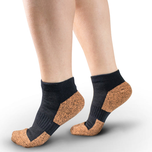 Apexfoot Men's Non-Binding Copper Cloud Diabetic Socks - No Show Unisex Black (3 pk)