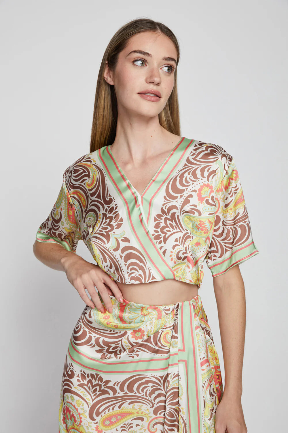 BAILEY/44 Women's Bailey 44 Olive Print Top in Scarf Print