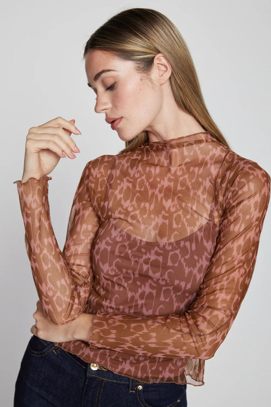 BAILEY/44 Women's Bailey 44 Lysa Mesh Top in Ikat Animal Print