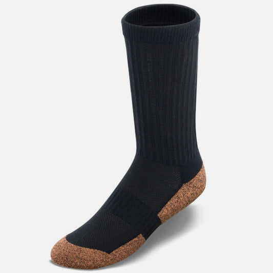 Apexfoot Men's Non-Binding Copper Cloud Diabetic Socks - Crew Length Unisex Black (3 pk)