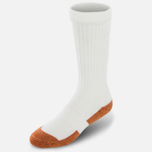 Apexfoot Non-Binding Copper Cloud Diabetic Socks - Crew Length Unisex White (3 pk)