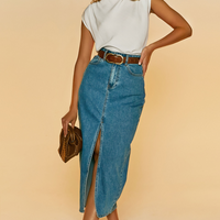 Showpo Anaya Midi Skirt - Denim Skirt