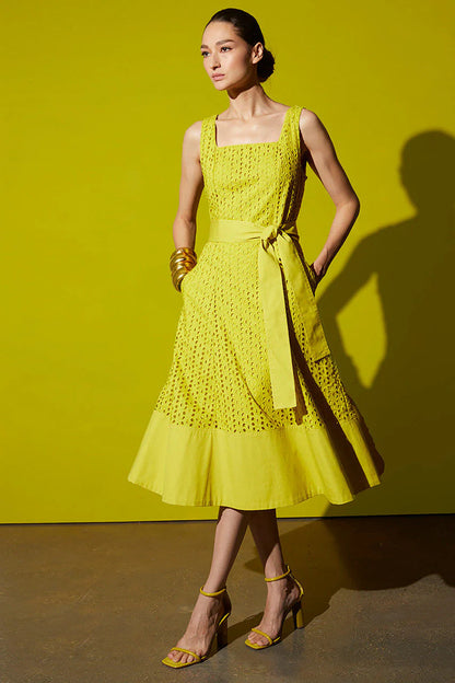 Natori Jaguar Cotton Eyelet Midi Tank Dress