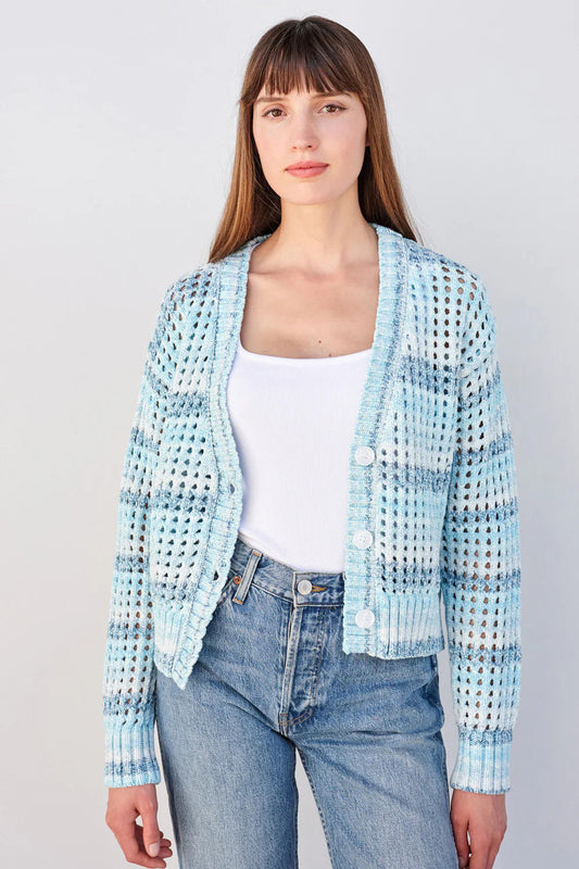 BAILEY/44 Women's Sundry Boxy Crochet Cardigan in Aruba Blue