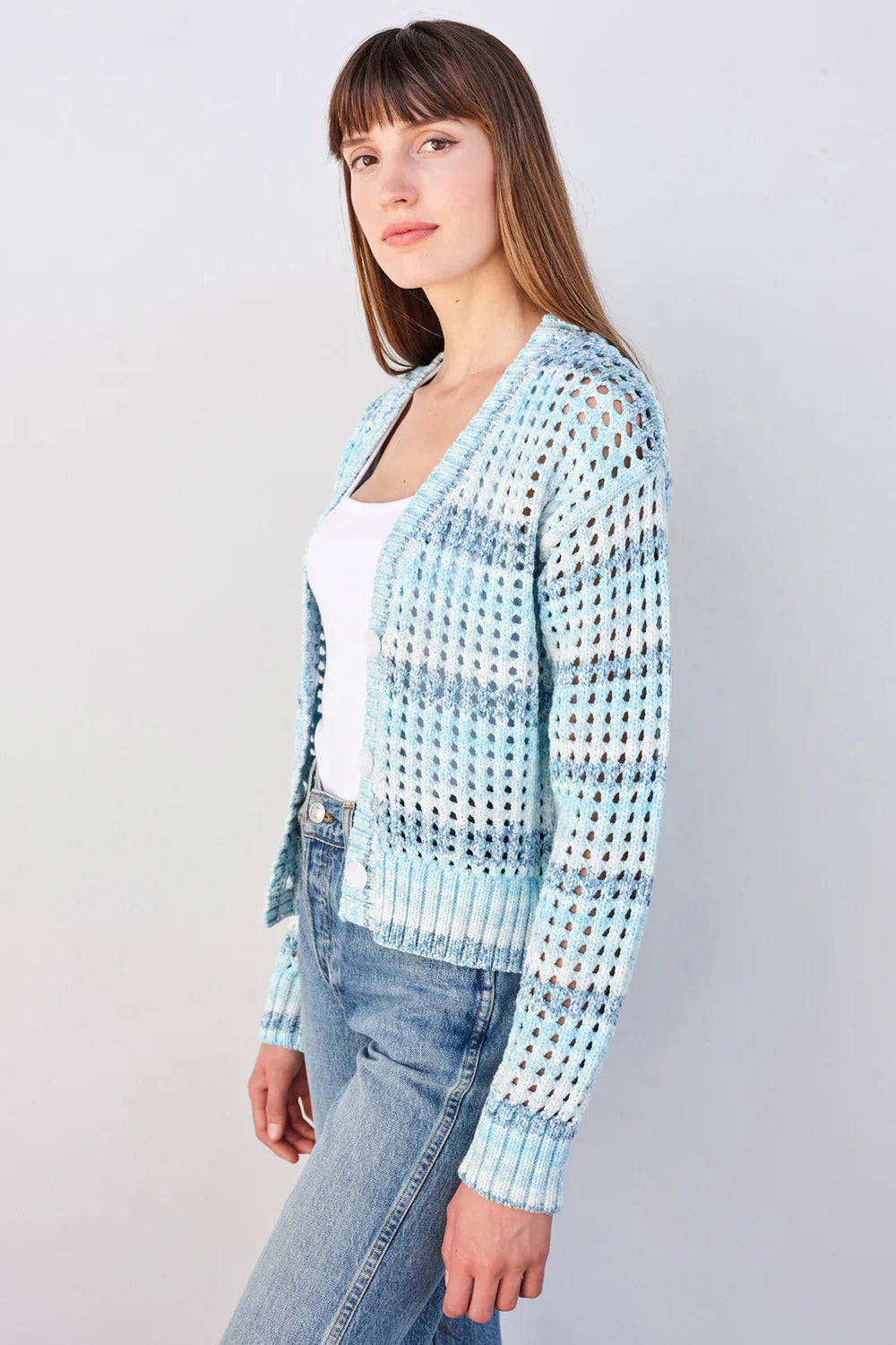 BAILEY/44 Women's Sundry Boxy Crochet Cardigan in Aruba Blue
