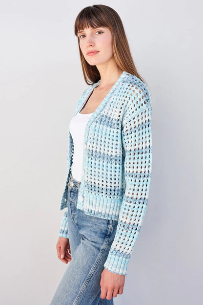 BAILEY/44 Women's Sundry Boxy Crochet Cardigan in Aruba Blue