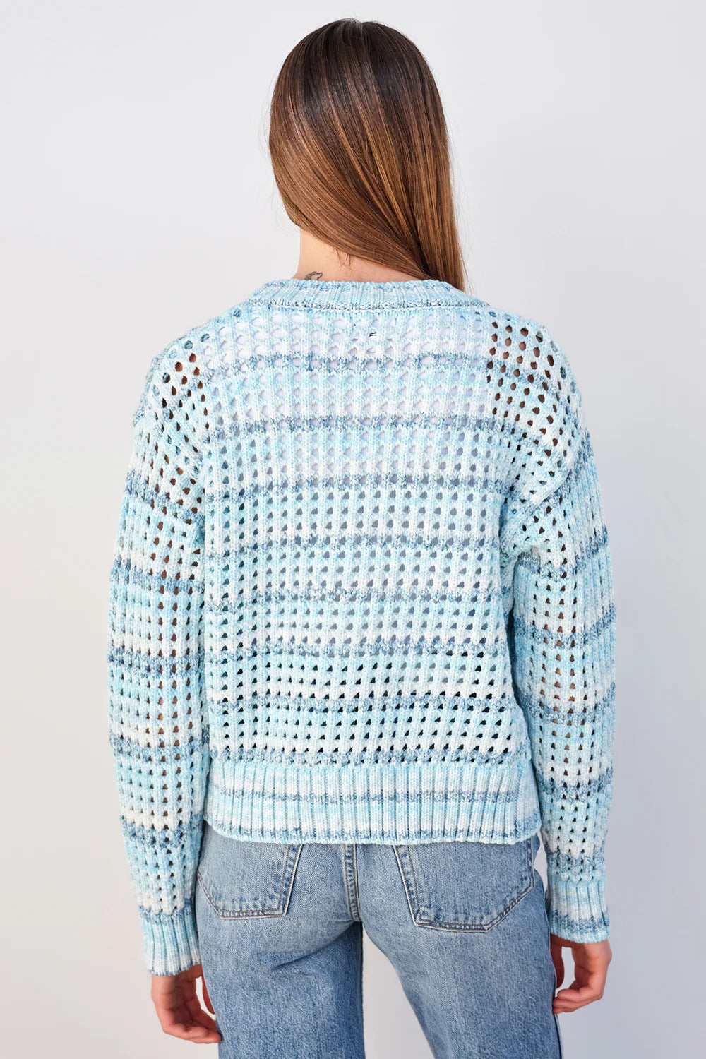 BAILEY/44 Women's Sundry Boxy Crochet Cardigan in Aruba Blue