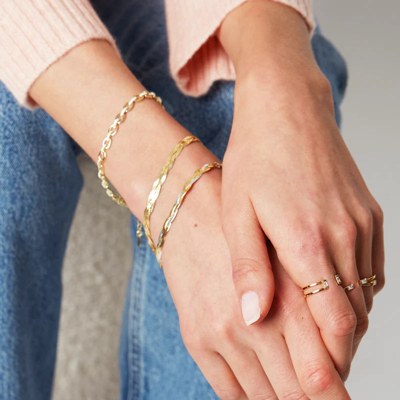 ARGENTO VIVO THE TWO TONE BRAIDED HERRINGBONE BRACELET