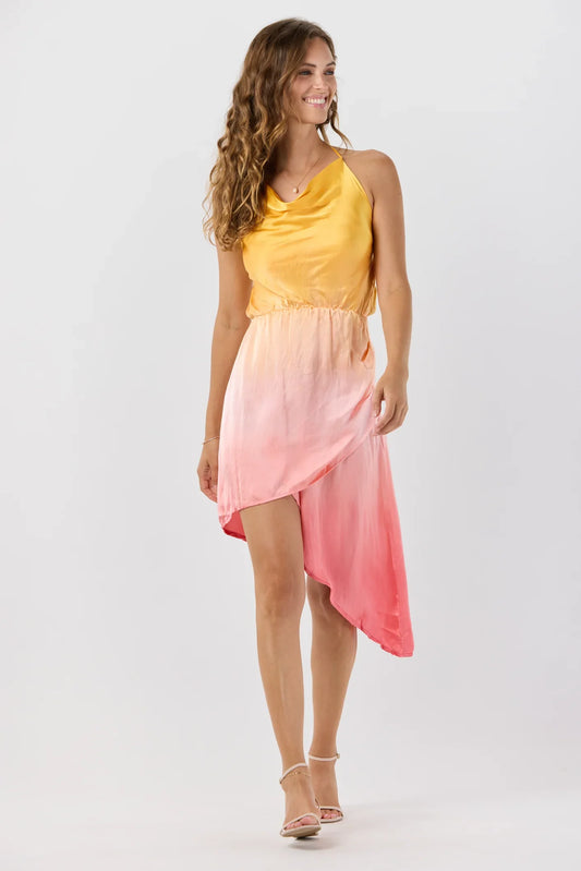 Tiare Hawaii Stardust Silk Midi Dress - Island Sunrise