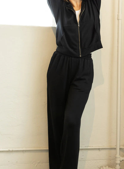 BAILEY/44 Women's Stateside Softest Fleece Cropped Zip-Up Hoodie in Black