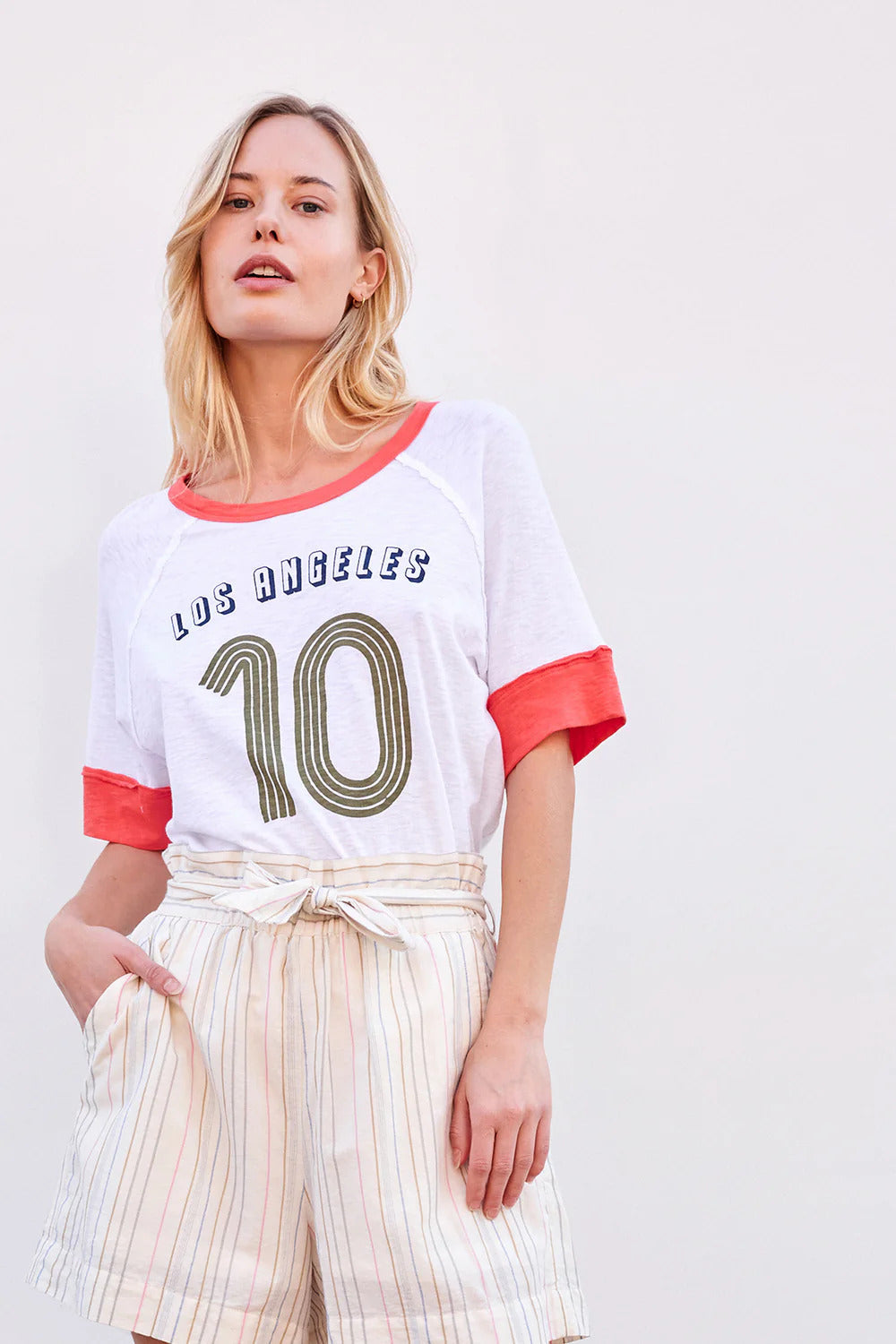 BAILEY/44 Women's Sundry LA Ten Boyfriend Tee in Optic White